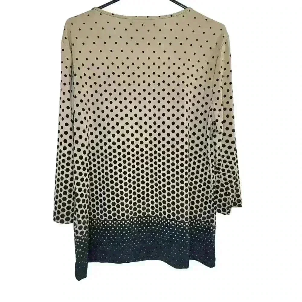 Chico's Womens Size 2 Top Polka Dot Tunic Blouse Slinky Career Office Large - Picture 4 of 11